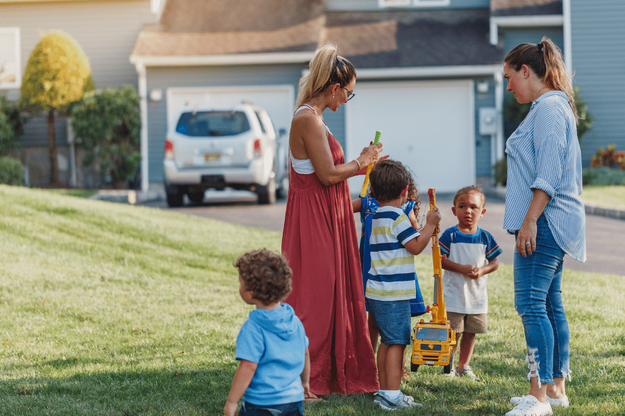 Mother and kids together that live in an HOA