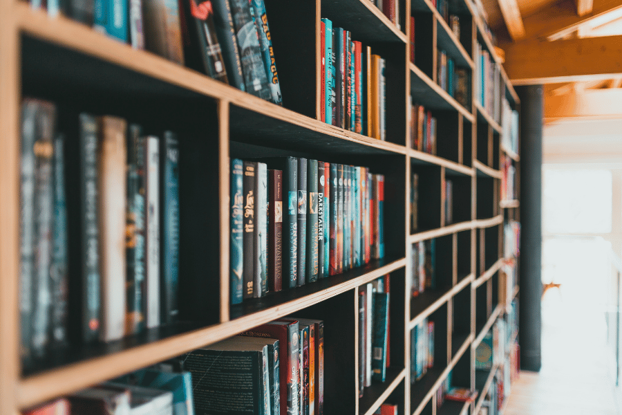 tons of books on a bookshelf in a bookstore 