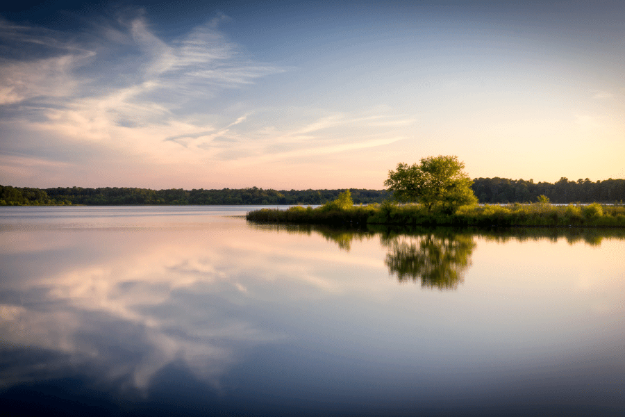 Sunset over Lake Crabtree in Morrisville, NC