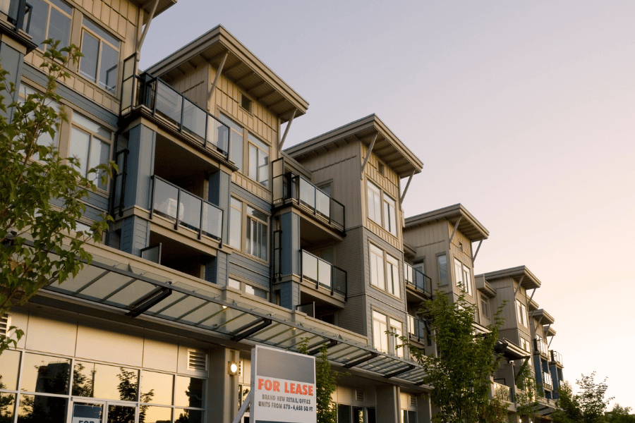 brand new condos with lots of windows and balconies