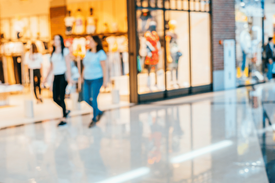 Shopping at an indoor mall in Raleigh NC