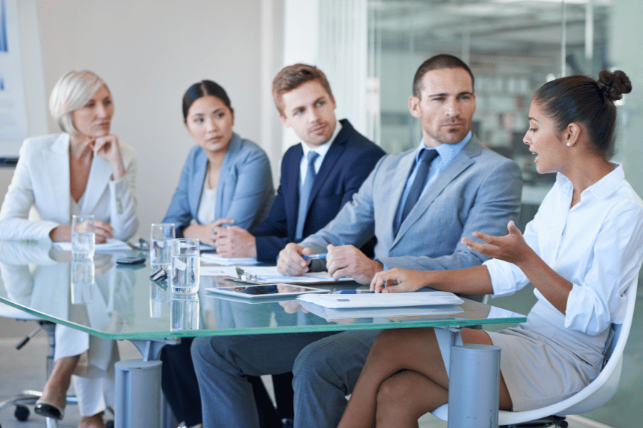 group of volunteers at a meeting
