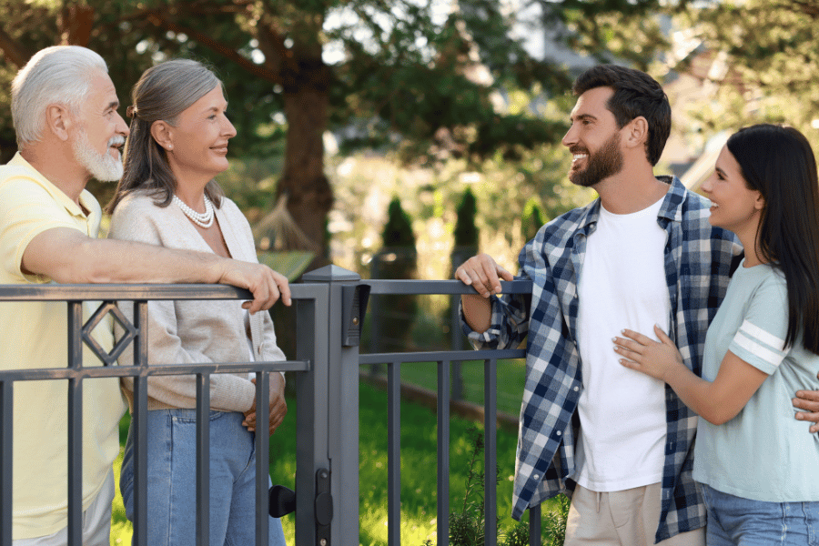 Talking with neighbors about fence building 