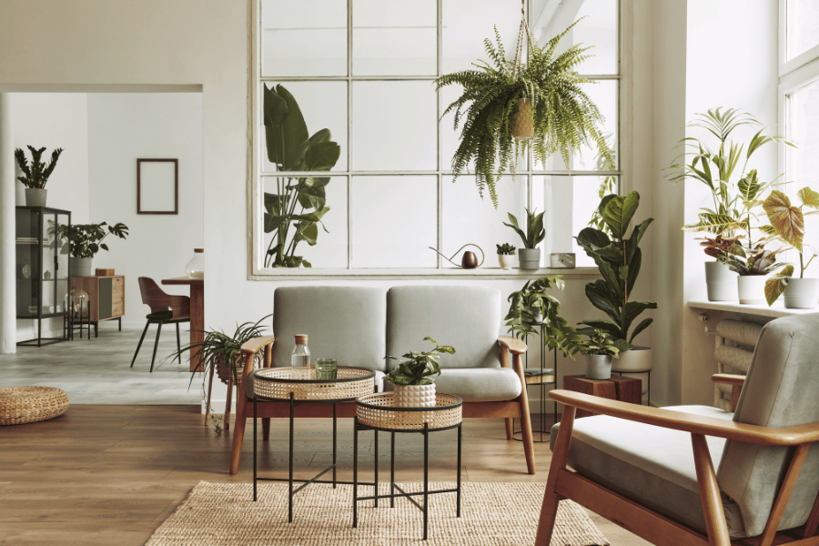 home staged with nice furniture and green plants