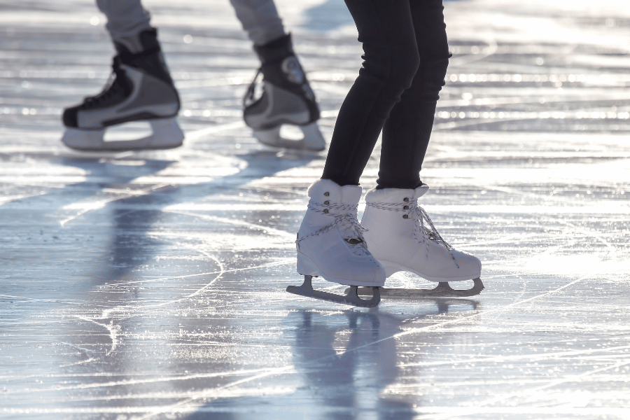 outdoor skating rink in the winter during the holidays