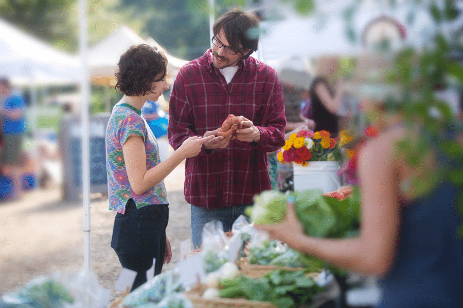 Shopping at a farmers market 