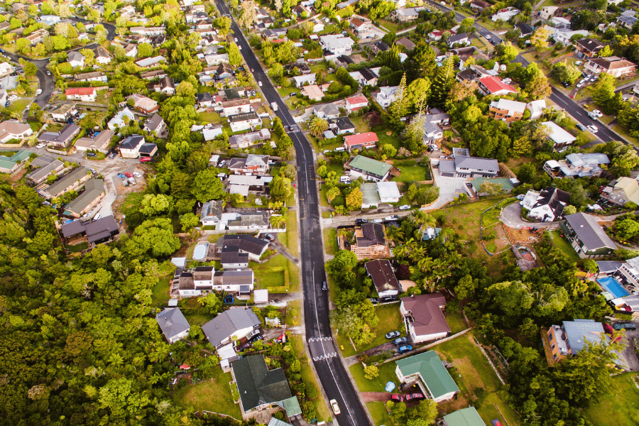 Overview of Neighborhood with homes in the area