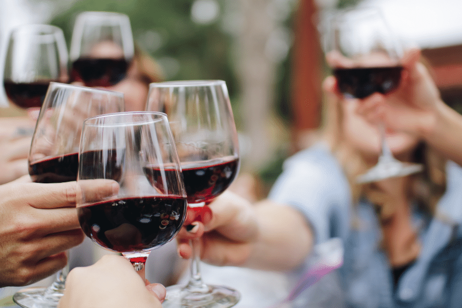 Drinking wine with friends
