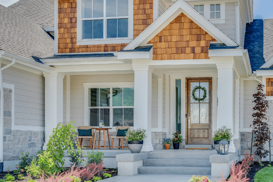 Beautiful new home with front porch and stone details