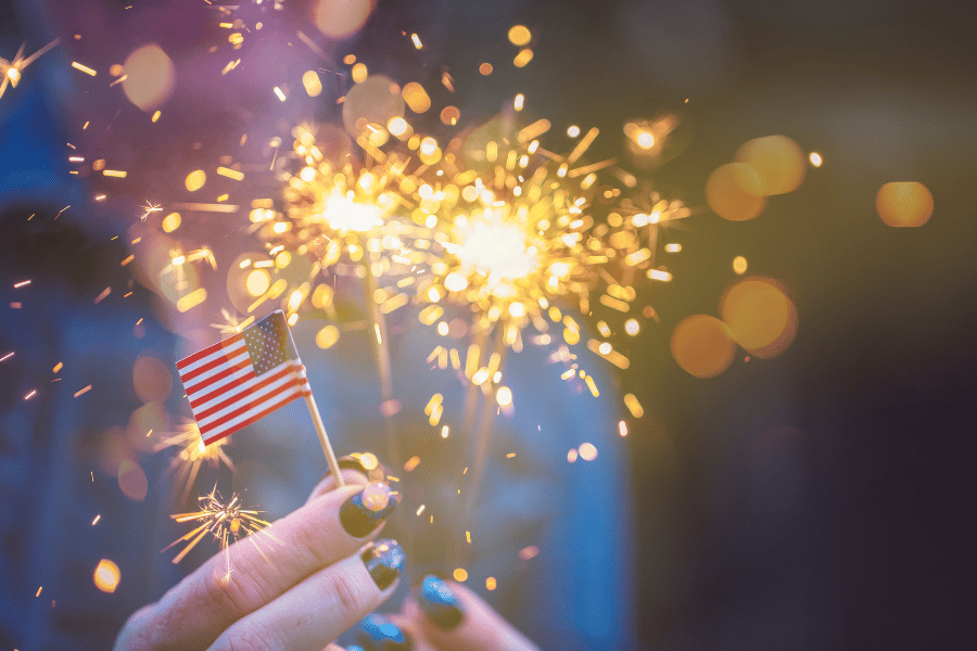 sparklers lit on fourth of july 