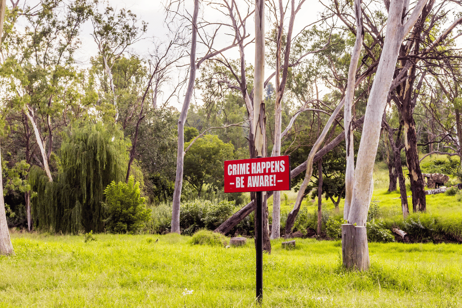 Be aware of crime sign in public for reminder