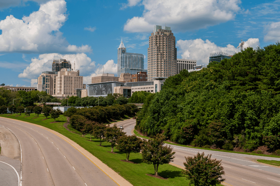 Raleigh NC Downtown view of buildings in the background