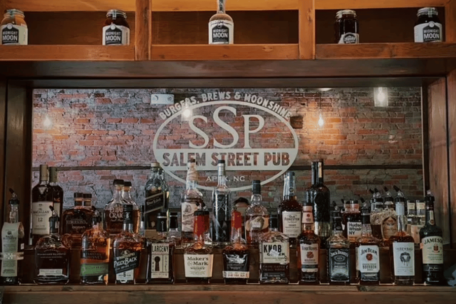 bar and bottles at salem st pub