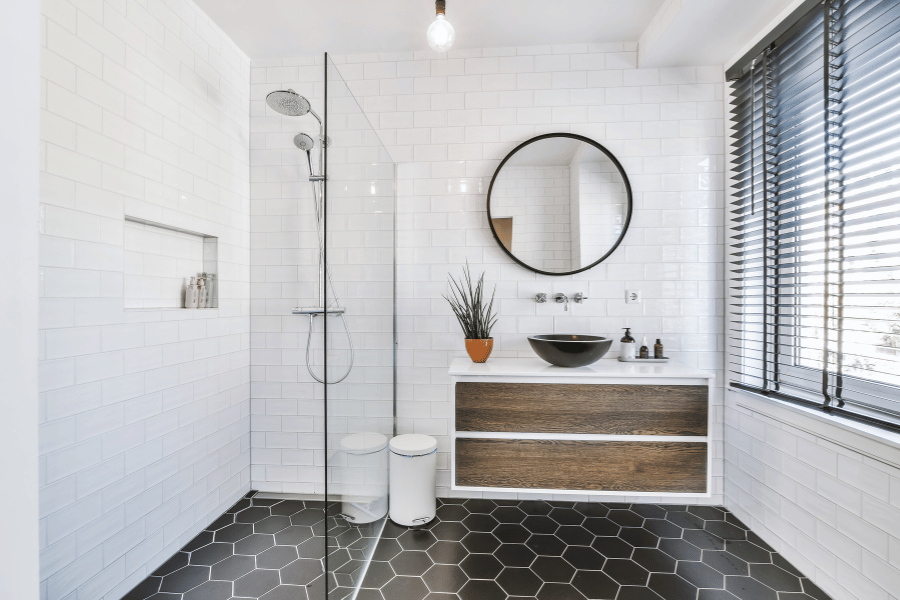beautiful bathroom addition with walk in shower