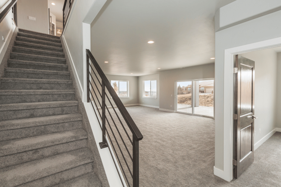 finished basement down the stairs