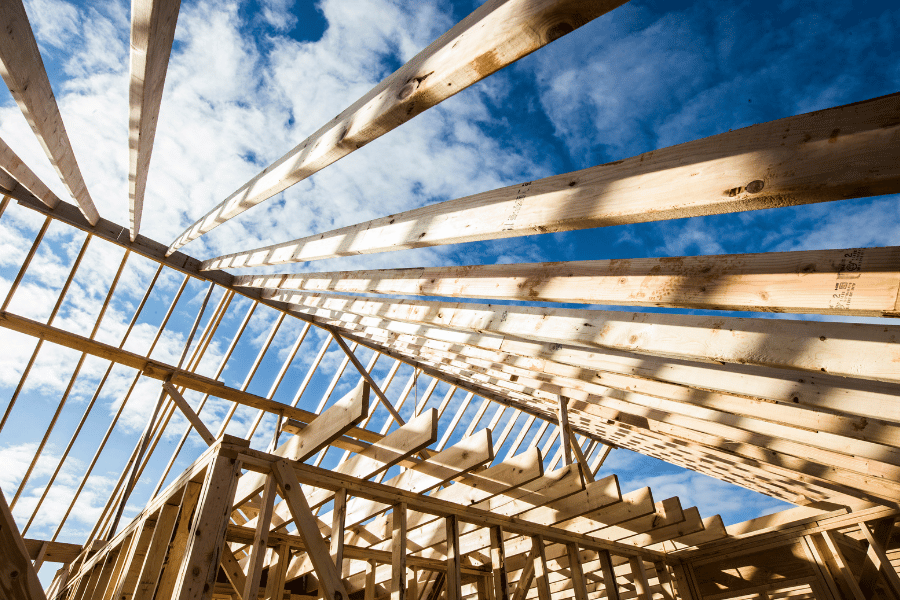 Wood frame of new construction home 