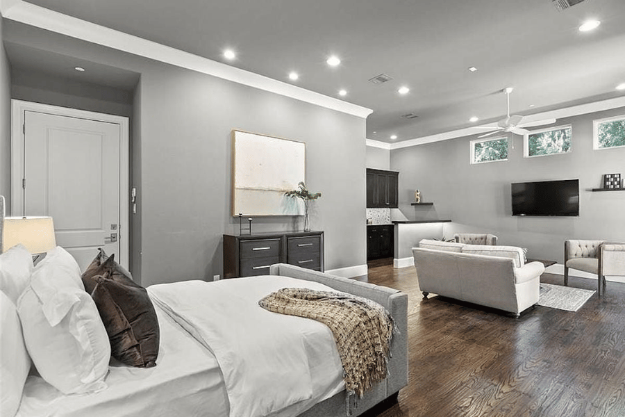 interior of an in-law suite with bed