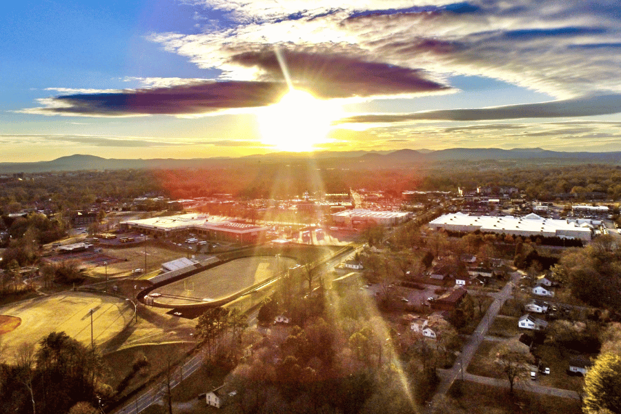 Raleigh NC suburb sunset view