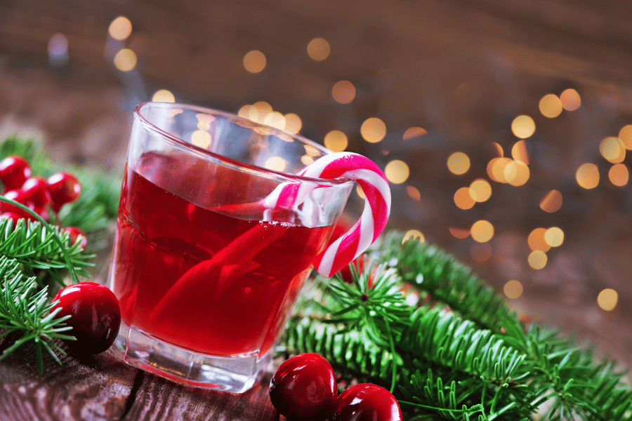 cute drink with candy cane at a holiday pop up