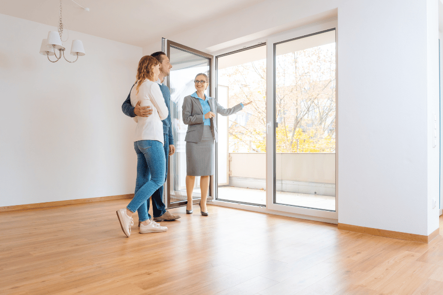 couple touring new home in a new state 