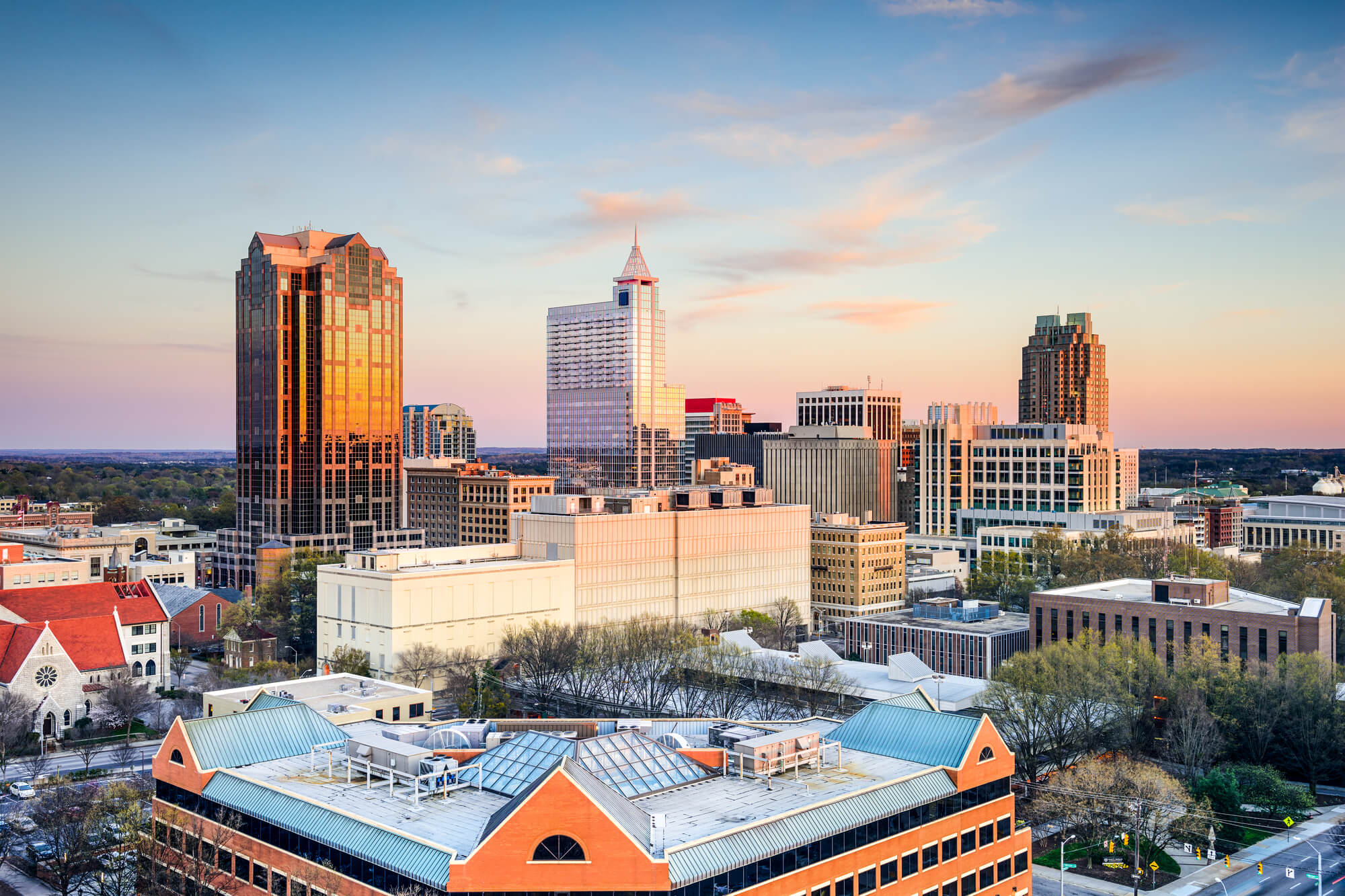 Raleigh, North Carolina skyline at night