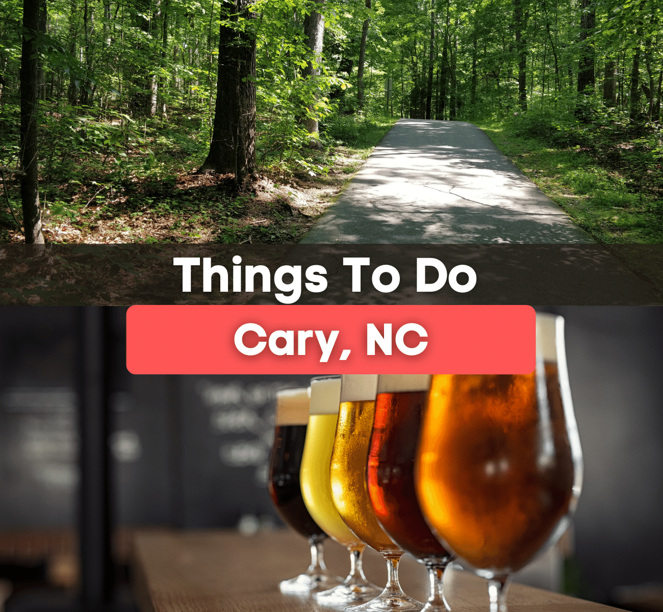 Beer glasses and nature walking trail 